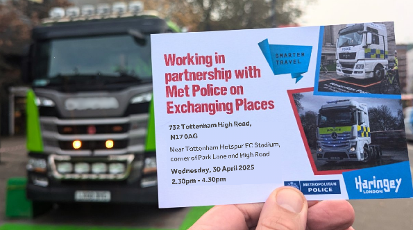 Ever wondered about lorry blind spots? 🤔 🚚

Join us for Exchanging Places on Tottenham High Road near Spurs on 30 Apr (2:30-4:30 pm)! 

Climb aboard an HGV and see what drivers can (and can't!) see.

Cyclists &amp; motorcyclists get a free high-vis waistcoat &amp; bike lights. 🚲