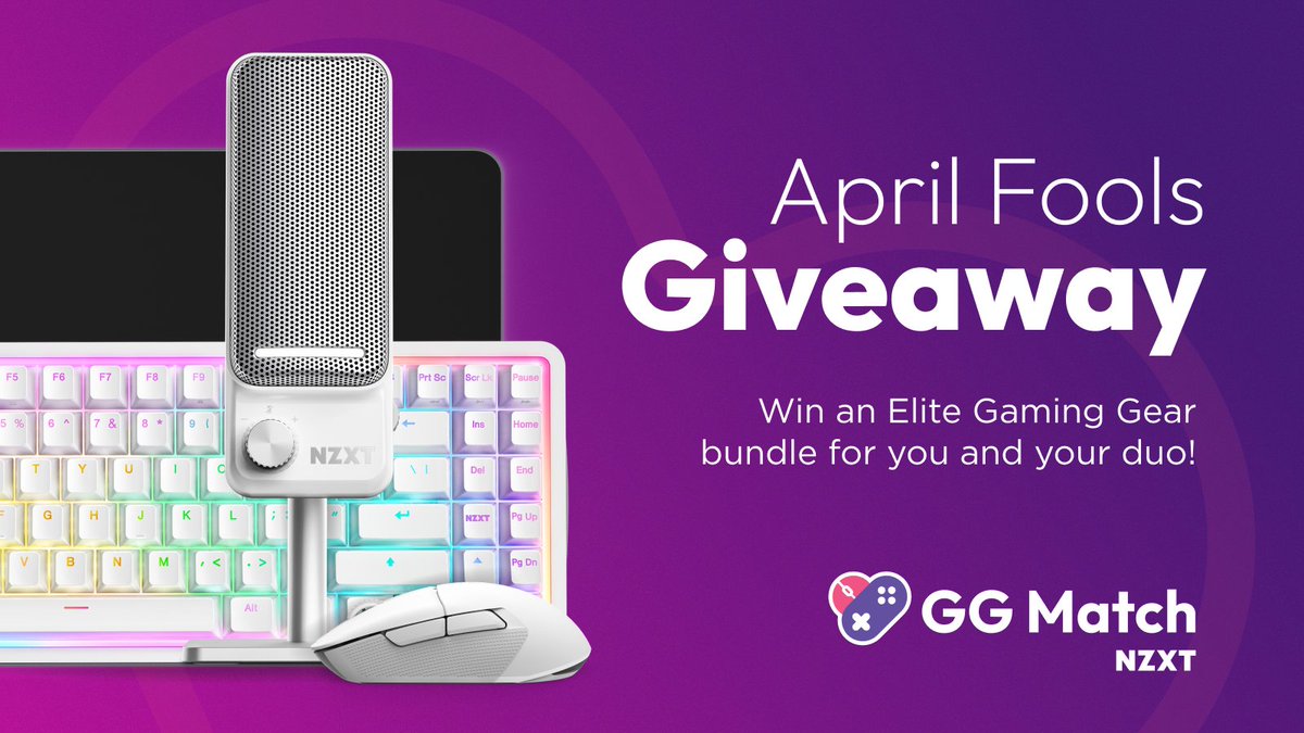 GG Match might’ve started as an April Fools’ joke…But the giveaway? Oh, that’s very real.

We’re giving away an NZXT Elite Gaming Gear Bundle for you and your player two!

Because true love deserves crisp comms and flawless clicks.

Enter now at nzxt.co/ggfool 💘