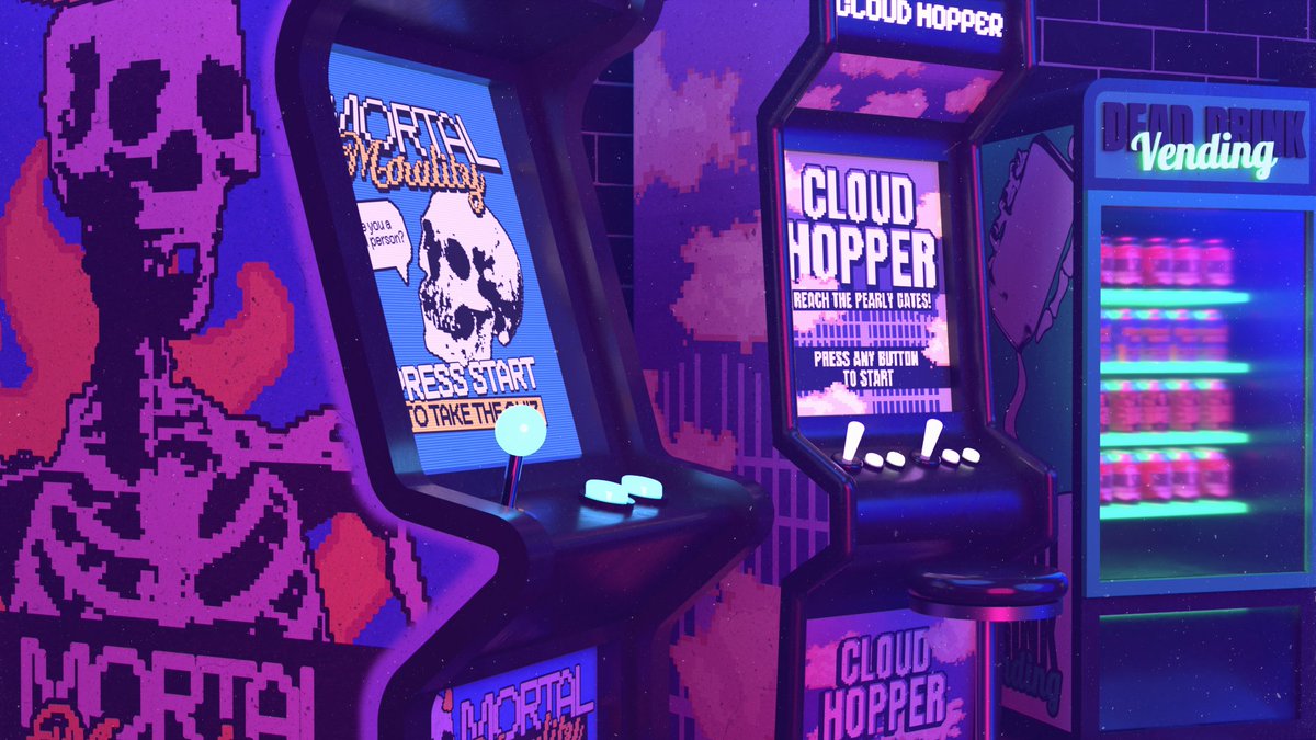 HollysGraphics's tweet image. Purgatory as an arcade. Win enough tickets to proceed into the afterlife...

Blender x Photoshop 💙