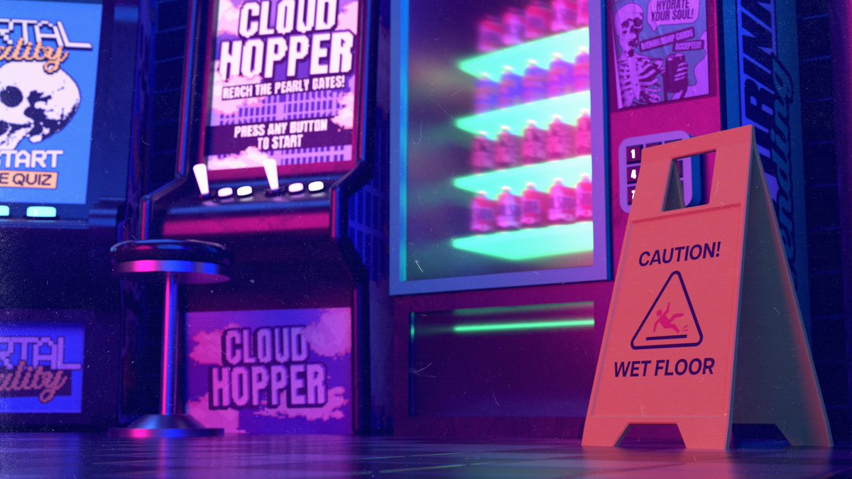 HollysGraphics's tweet image. Purgatory as an arcade. Win enough tickets to proceed into the afterlife...

Blender x Photoshop 💙