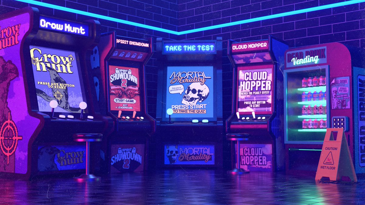 HollysGraphics's tweet image. Purgatory as an arcade. Win enough tickets to proceed into the afterlife...

Blender x Photoshop 💙