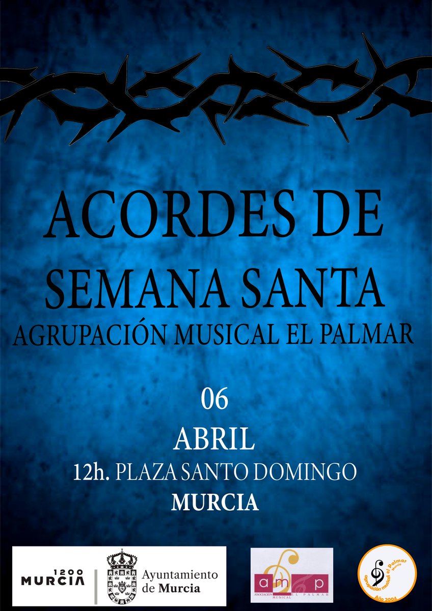 ACORDES DE SEMANA SANTA
DOMINGO 6 DE ABRIL A LAS 12:00
PLAZA DE SANTO DOMINGO (MURCIA)
<a href="/enclavecultura/">EnClave Cultura</a> <a href="/CulturaMurcia/">Cultura de Murcia</a> <a href="/AytoMurcia/">Ayuntamiento de Murcia</a> <a href="/CESociedadesM/">CESM</a> <a href="/murcianico79/">Antonio Hernández ©️</a>