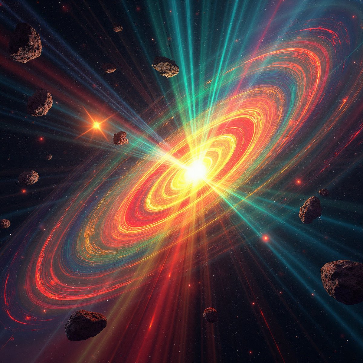 PromptSin's tweet image. A celestial explosion of color and light in the cosmic abyss! ✨🌌 #SurrealArt #CosmicWonder #ArtInspiration