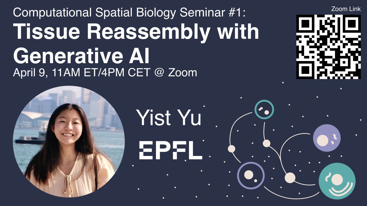 justjhong's tweet image. To kick off the Computational Spatial Biology seminar series with @nathan_levyy, we will be discussing LUNA with @yistyu. LUNA is a generative AI model that reassembles complex tissue structures from gene expressions of cells.
Tune in next Wednesday, April 9 @ 11AM ET!