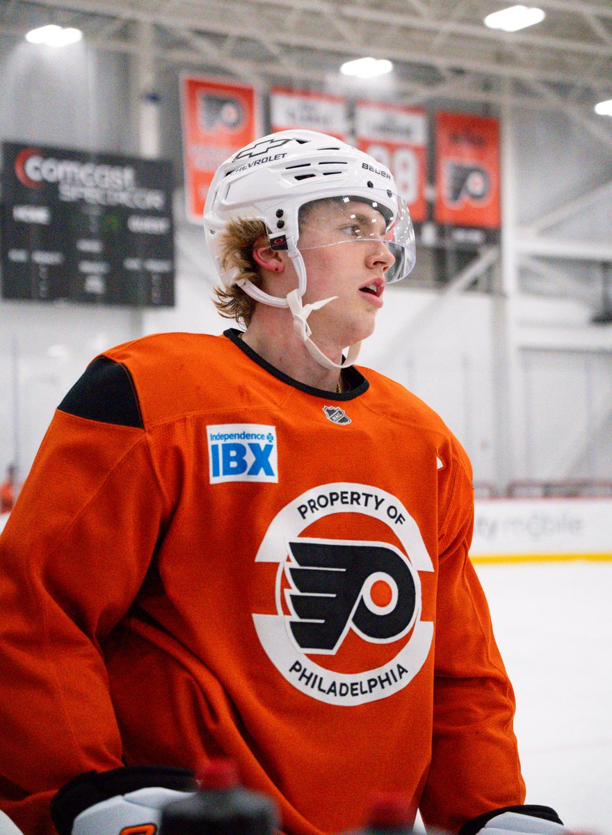 NHLFlyers's tweet photo. Orange &amp; Black looks good on you, Karsen! #LetsGoFlyers https://t.co/mmZHNwMJPM