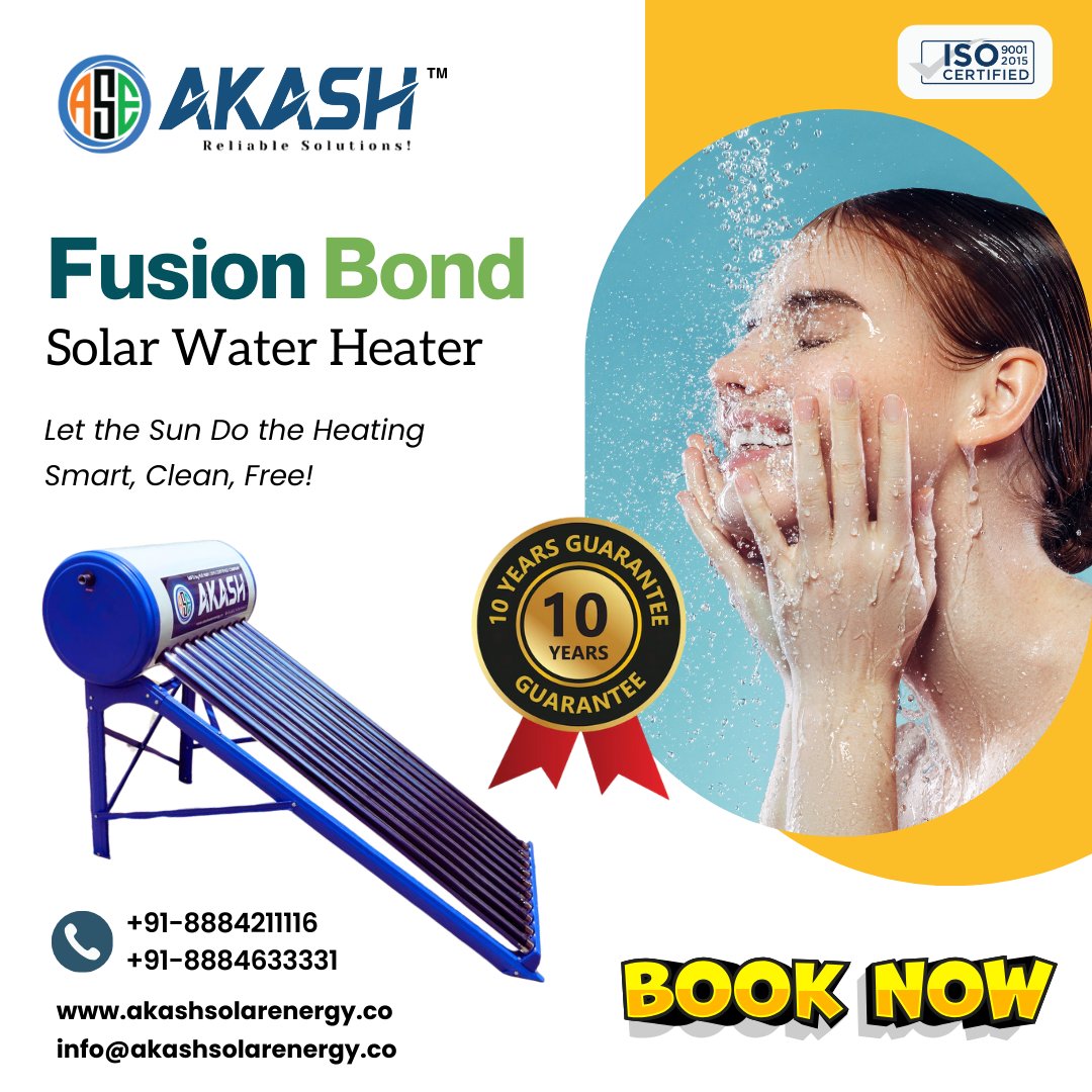 Akash_ASE's tweet photo. Did You Know? 💡

Switching to a solar water heater can reduce your electricity bill by up to 80%!

📞 Contact us today: +91-8884211116 | +91-8884633331
🌐 Visit: https://t.co/ouxttrZuJl

#FusionBond #GoGreen #SolarPower #HotWaterSavings #EcoLiving #EnergyEfficient https://t.co/Qaxxq2Oy3i