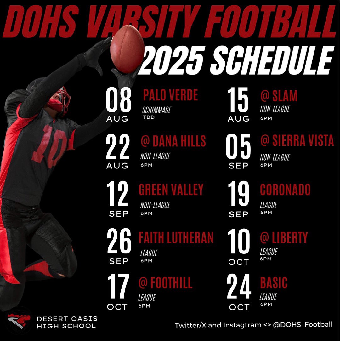 Desert Oasis HS Football (@dohs_football) on Twitter photo Spring Football kicks off today and culminates with our intrasquad scrimmage on May 2nd! #WeAreDO <a href="/Coach_Rosdahl/">Coach Rosdahl</a> <a href="/YanceyBoomin/">Bryan Yancey</a> <a href="/bharton20/">Brandon Harton</a> <a href="/DOHSAthletics/">DOHS Athletics</a> #relentlesspursuit #springfootball Spring Football kicks off today and culminates with our intrasquad scrimmage on May 2nd! #WeAreDO <a href="/Coach_Rosdahl/">Coach Rosdahl</a> <a href="/YanceyBoomin/">Bryan Yancey</a> <a href="/bharton20/">Brandon Harton</a> <a href="/DOHSAthletics/">DOHS Athletics</a> #relentlesspursuit #springfootball