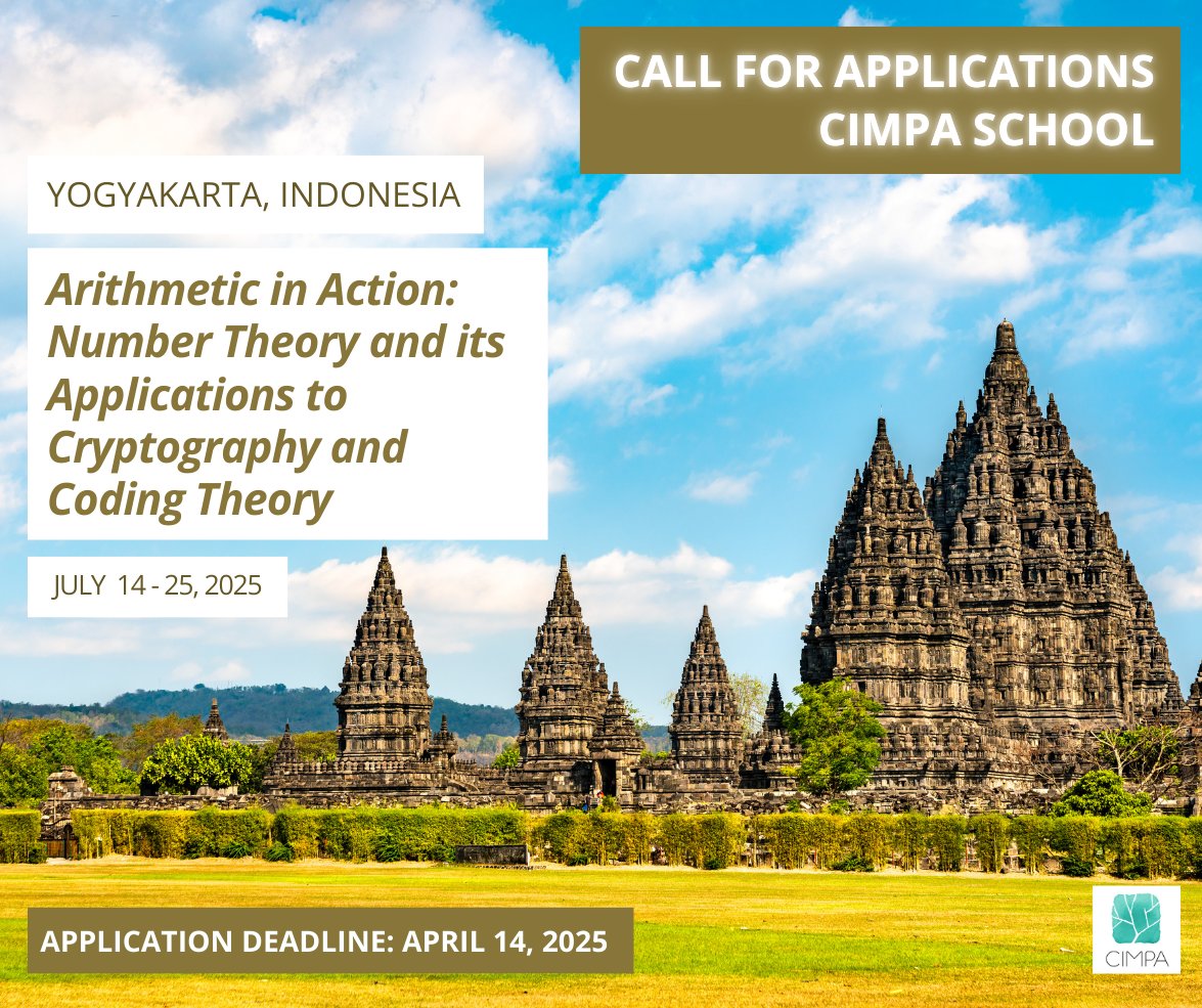 CIMPA_Math's tweet image. 📢 Call for Applications – CIMPA School in Yogyakarta! 🇮🇩
Join the CIMPA School in Yogyakarta, Indonesia, from July 14 to 25, 2025!
🔗 Programme & details: rnta.eu/Yogyakarta2025…
💰 Need financial support? cimpa.info/en/node/7413
⏳ Deadline: April 14, 2025