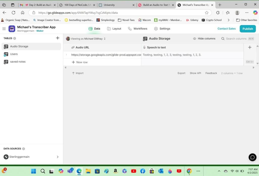MDillihay's tweet photo. Day 2 of #14DaysofAI w/ #100school π―
Today I created an audio-to-text note-taking app w/ @glideapps
Here's my app π https://t.co/chjxOjMq6c