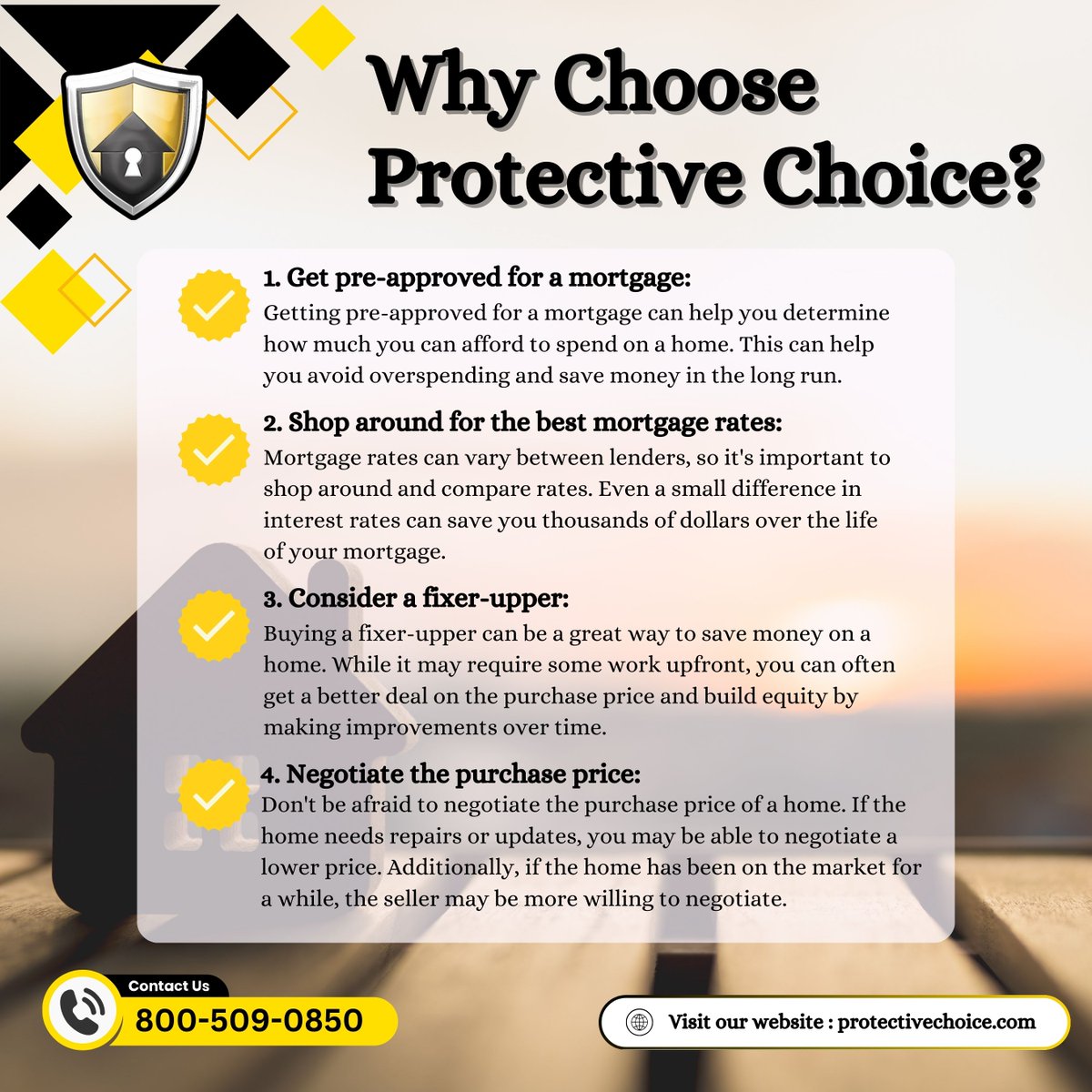 ChoosePCI's tweet image. 🏡 Looking for the best home insurance? Protective Choice has you covered! From mortgage tips to the best rates, we help you make smarter financial decisions. 💰✅ Call us today! 📞 800-509-0850 #ProtectiveChoice #HomeInsurance #SmartInvesting