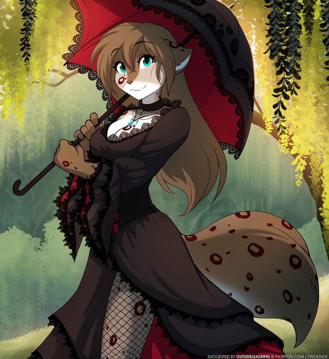 Kathrin wearing a very lacy gothic outfit, suggested by Outsideleader90!