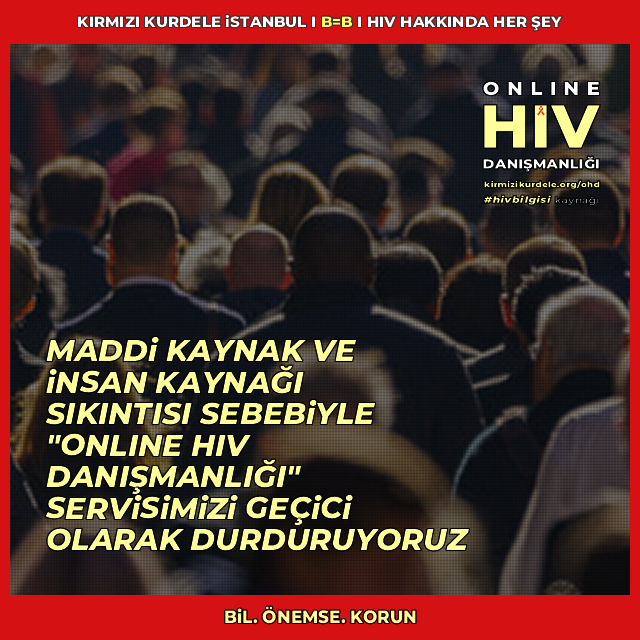 2015 yılından bu yana kesintisiz ve ücretsiz biçimde günde ortalama 80-100 soru cevapladığımız "Online HIV Danışmanlığı" servisimizi belirsiz bir süre için durduruyoruz.

Duyuru için; 

facebook.com/share/p/16HAAa…

kirmizikurdele.org
herkes için #hivbilgisi
#hivhakkindahersey