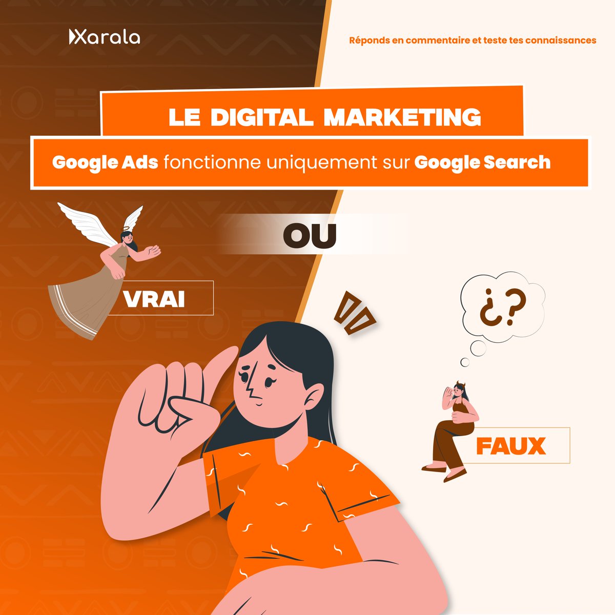 🧐 Vrai ou Faux ? Google Ads fonctionne uniquement sur Google Search.

👉 Répondez en commentaire : Vrai ✅ ou Faux ❌ ?
#GoogleAds #MarketingDigital #PublicitéEnLigne #Xarala