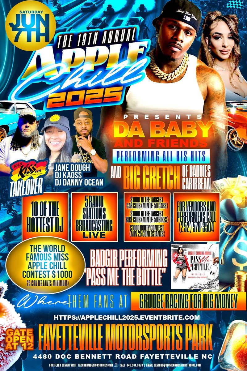 PINAYJD's tweet image. Fayetteville &amp;amp; surrounding areas!!! See ya’ll in a few months! It’s a @1019online TAKEOVER!!! #applechill2025 @DaBabyDaBaby