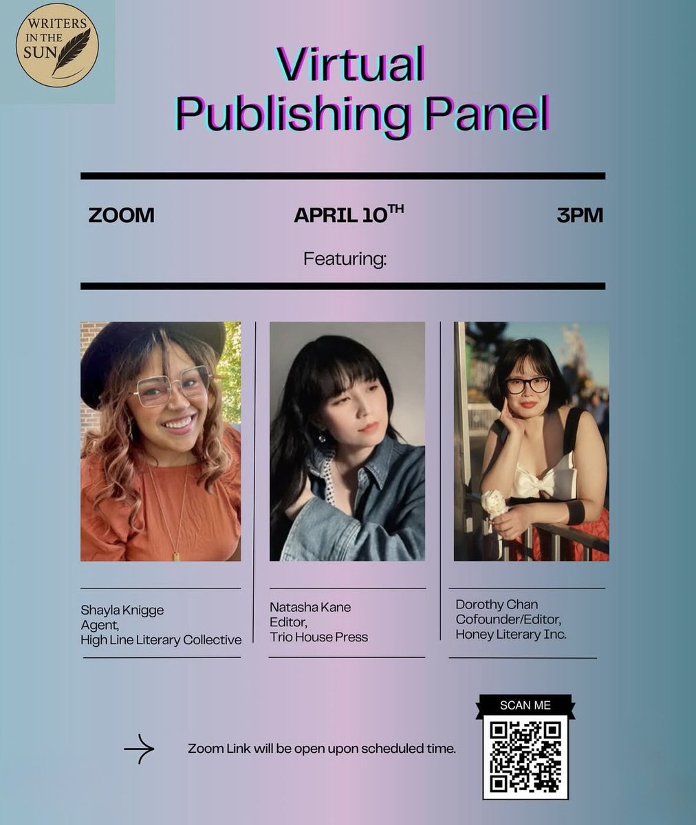 bartendereditor's tweet image. So excited to speak on this Virtual Publishing Panel next week for Writers in the Sun ✨