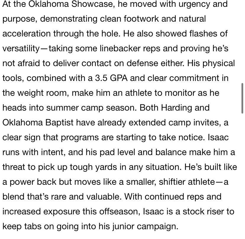 Thank you <a href="/6starfootballOK/">Six Star Football | OKLAHOMA</a> for the write up