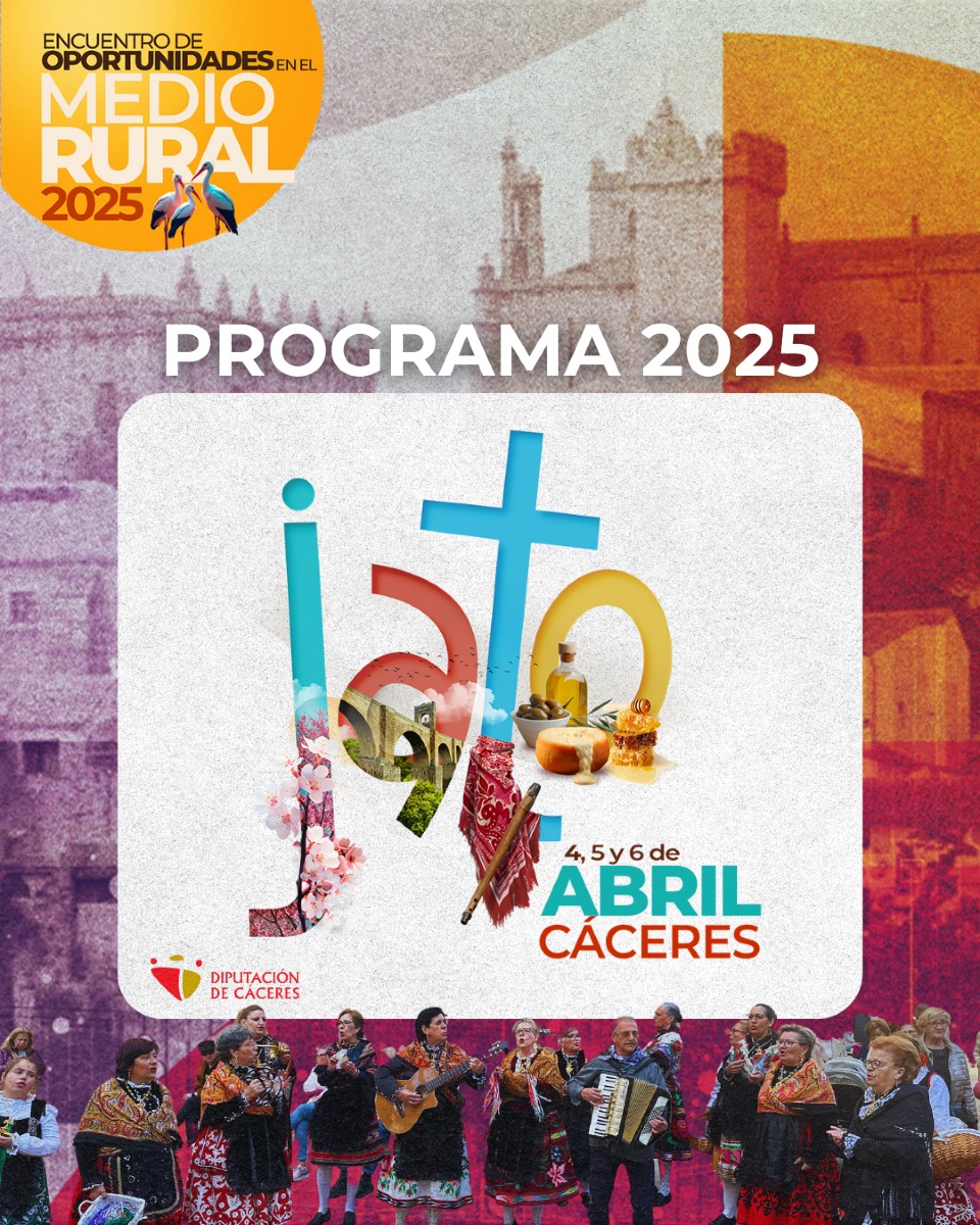 ¡JATO 2025 te espera! 
Un año más, el encuentro de oportunidades en el mundo rural vuelve a Cáceres. 
 Los días 4, 5 y 6 de abril sumérgete en la riqueza de nuestros territorios y descubre todo lo que la Reserva de la Biosfera Tajo Internacional tiene para ofrecerte.
#Jato2025