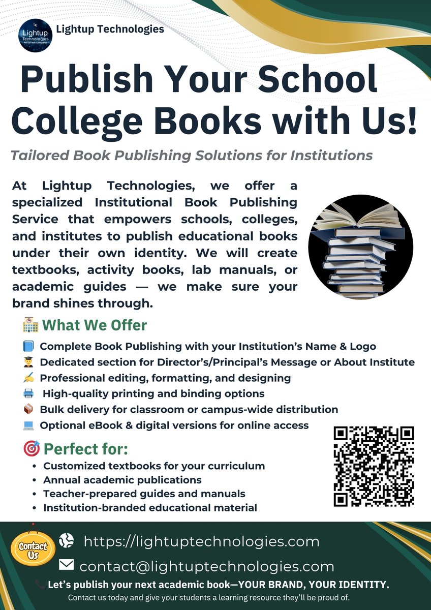 Hi,
We are publishing institute-specific syllabus books, where the institute's Name, Logo, Management details, etc., will appear on the cover page. Please reach us at contact@lightuptechnologies.com
#teacher #student #school #collegelife #UniversityChallenge #institutonacional
