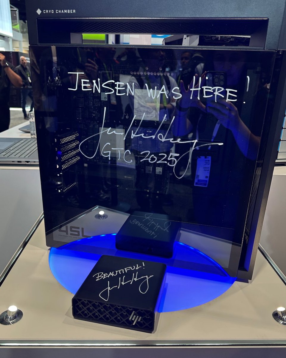 HP Z Workstations & Solutions (@zbyhp) on Twitter photo Signed, sealed, and powered by innovation. <a href="/jenhsunhuangsol/">Jensen (Jen-Hsun) Huang Sol $JHH</a> left his mark at the HP Z booth during #GTC2025
Credit: Photo provided by <a href="/NVIDIAworkstatn/">NVIDIA Workstation</a> . Signed, sealed, and powered by innovation. <a href="/jenhsunhuangsol/">Jensen (Jen-Hsun) Huang Sol $JHH</a> left his mark at the HP Z booth during #GTC2025
Credit: Photo provided by <a href="/NVIDIAworkstatn/">NVIDIA Workstation</a> .