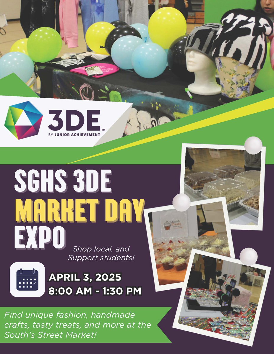 Tomorrow, Thurs., 4/3, is 3DE Market Day in the Nation! Find unique fashion, handmade crafts, tasty treats, and more at the South's Street Market! Location: A Gym, Time: 8:00am - 1:30pm. Shop. Eat. Support!  #3DEMarketExpo,  #Proud2B3DE, #3DEME, #SouthOnTop, #SouthShopt, #Proud2B