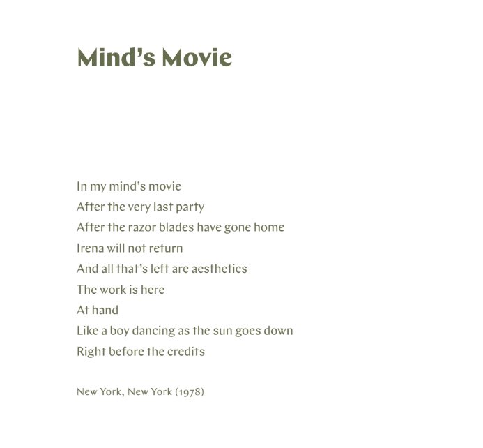 One of one ❤️

‘Mind’s Movie’ from Val Kilmer’s debut poetry collection, Cowboy Poet Outlaw Madman. Released in 2021 as a companion to VAL, a poignant doc about his life and career.