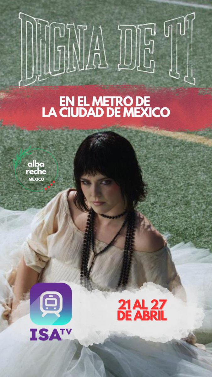 🤩 Les dijimos que tendríamos noticias y sorpresas, así que aquí va la primera 🤩

Gracias al esfuerzo de las Rechistas y de la mano de <a href="/ISATVMEX_/">ISATV</a>  en la semana previa al concierto en CDMX se podrá disfrutar de Digna De Ti en las pantallas del metro de CDMX.