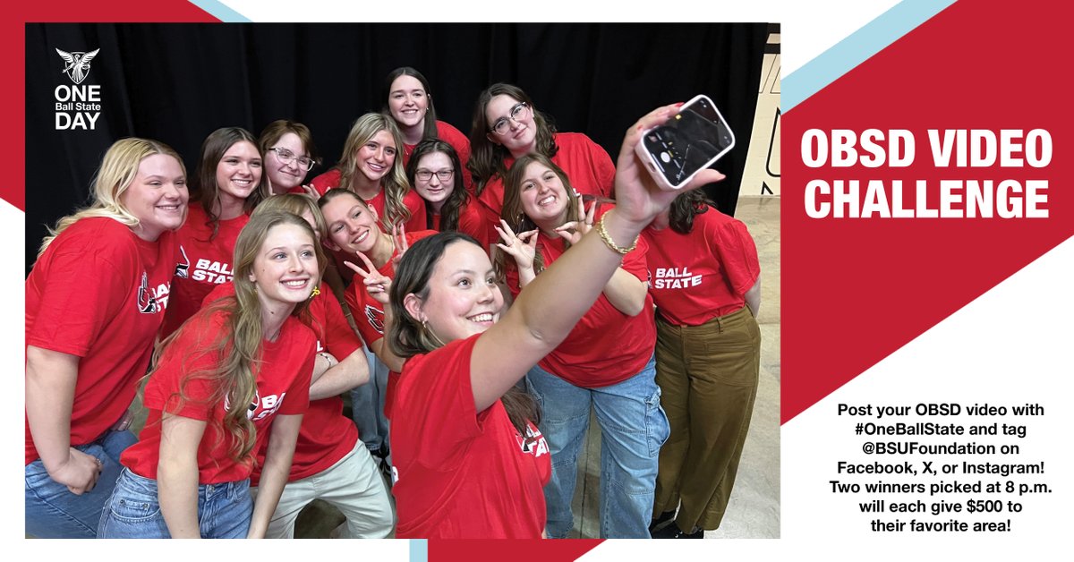Ball State Teachers College (@ballstatetc) on Twitter photo ๐ฅ๐ฅ Lights, camera, impact!
Post your best #OneBallState video on X, IG, or FB & tag <a href="/BSUFoundation/">BSU Foundation</a> for a chance to WIN $500 in challenge funds for your favorite area!
Two videos will be randomly selected โ winners announced at 8 PM! ๐
Let the creativity fly, Cardinals! ๐ฆโค๏ธ ๐ฅ๐ฅ Lights, camera, impact!
Post your best #OneBallState video on X, IG, or FB & tag <a href="/BSUFoundation/">BSU Foundation</a> for a chance to WIN $500 in challenge funds for your favorite area!
Two videos will be randomly selected โ winners announced at 8 PM! ๐
Let the creativity fly, Cardinals! ๐ฆโค๏ธ