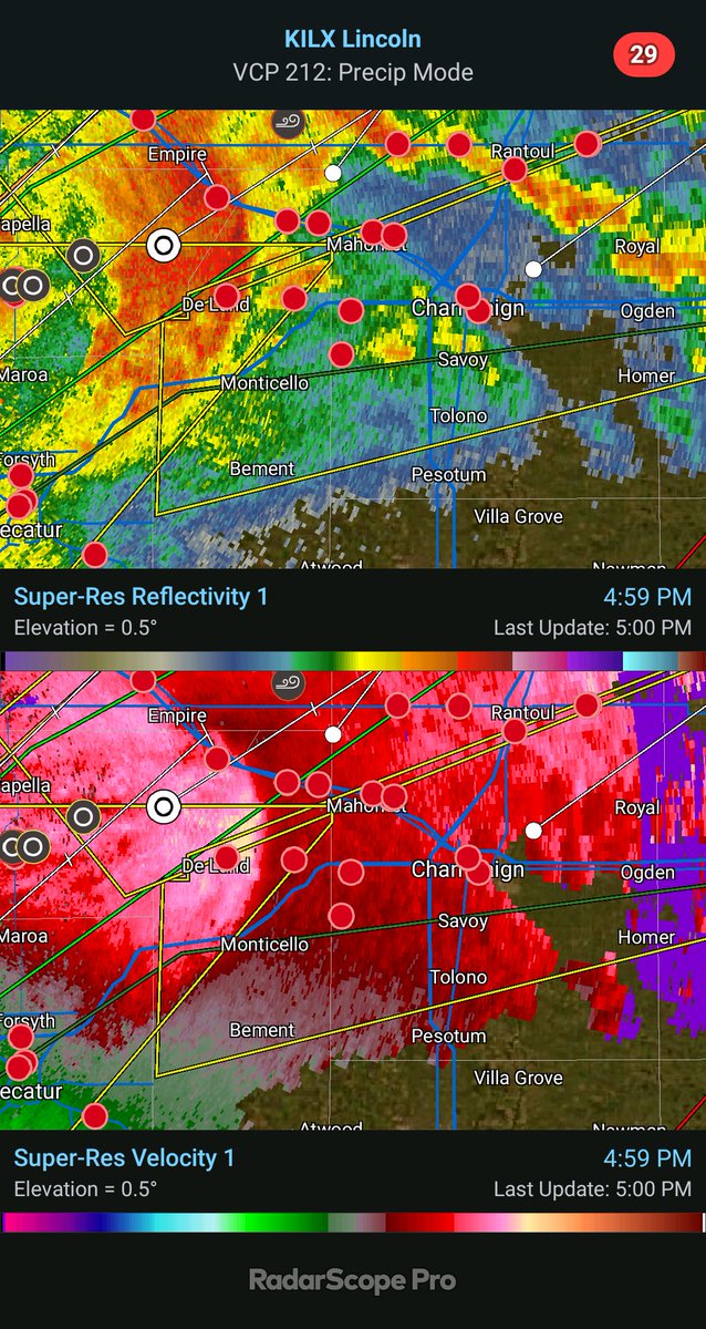Champaign-Urbana: Severe thunderstorm warning for 70 mph winds and quarter size hail