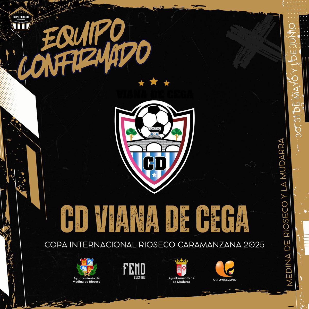 🏆⚽️ ¡El <a href="/vianafutbol/">C.D Viana de Cega Fútbol</a> estará en la Copa Internacional Rioseco Caramanzana 2025! 

Con especial cariño recibimos a uno de los anfitriones de la @copa_cyl.

¡Bienvenidos, amigos! 🩷

#Torneo #CopaRioseco #FutbolBase #CastillaYLeon #VianaDeCega #MedinaDeRioseco #Caramanzana