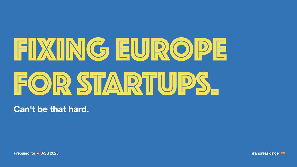 I gave yesterday a talk in front of several hundred Austrian founders about Europe's challenges, opportunities, my personal motivation, and how to fix Europe for Startups.

Fixing Europe For Startups: