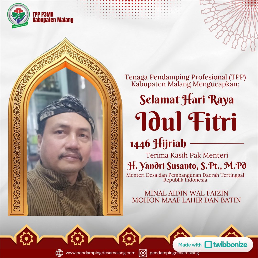Narendra Fajar (@fajarpuger) on Twitter photo Minal aidzin walfaidzin mohon maaf lahir dan batin
#TerimaKasihPakYandriSusanto
<a href="/prabowo/">Prabowo Subianto</a>
<a href="/YandriSusanto27/">Yandri Susanto</a>
<a href="/ArizaPatria/">Ariza Patria</a>
<a href="/NursaidM/">Nursaid Mustafa</a>
<a href="/kemendespdt/">#BangunDesaBangunIndonesia</a>
@DesaPesonaNusantara
<a href="/DesaNusantara/">Parade Nusantara</a> Minal aidzin walfaidzin mohon maaf lahir dan batin
#TerimaKasihPakYandriSusanto
<a href="/prabowo/">Prabowo Subianto</a>
<a href="/YandriSusanto27/">Yandri Susanto</a>
<a href="/ArizaPatria/">Ariza Patria</a>
<a href="/NursaidM/">Nursaid Mustafa</a>
<a href="/kemendespdt/">#BangunDesaBangunIndonesia</a>
@DesaPesonaNusantara
<a href="/DesaNusantara/">Parade Nusantara</a>