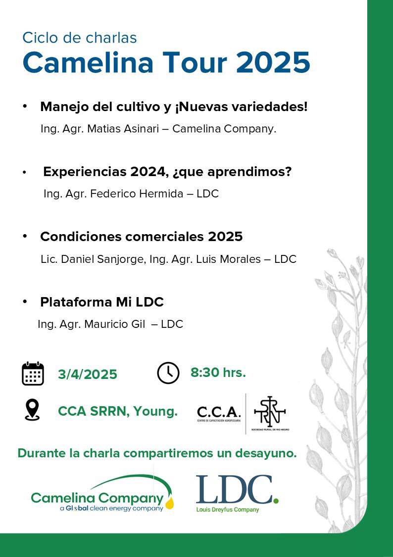 ¡Mañana! Jueves 3/4 

👉🏻DESAYUNO con Ciclo de charlas por <a href="/WeAreLDC/">Louis Dreyfus Company</a> <a href="/macro_seed/">MacroSeed | LDC</a> 🕣 8:30 hs 

📍Ruta 3, km. 312. Young, Río Negro

¡Los esperamos!

#ldc #cca #srrn