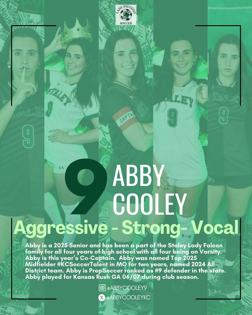 Staley Girls Soccer Fans (@staleysoccerfan) on Twitter photo 2025 Co-Captain <a href="/AbbyCooleyKC/">Abby Cooley</a>
Her teammates describe her as confident, vocal & a leader.
Abby's favorite thing about being <a href="/staleysoccer/">Staley HS Soccer</a> is "having an amazing family" & favorite memory is Senior Wake-ups. 2025 Co-Captain <a href="/AbbyCooleyKC/">Abby Cooley</a>
Her teammates describe her as confident, vocal & a leader.
Abby's favorite thing about being <a href="/staleysoccer/">Staley HS Soccer</a> is "having an amazing family" & favorite memory is Senior Wake-ups.