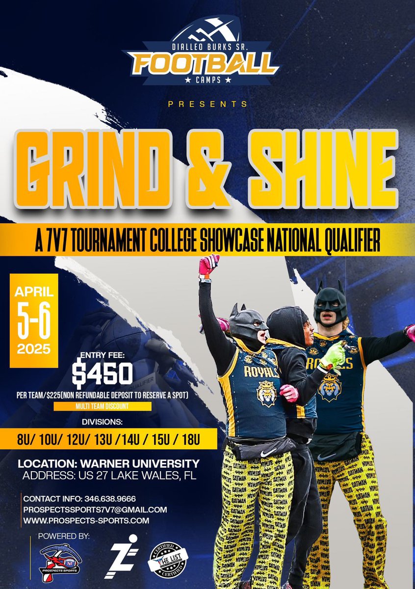 Dialleo Burks Sr. (@dburks88) on Twitter photo Let’s gooooo 7 on 7 teams. Who is looking to Grind on that next level. Come on out and show your talent. Let’s gooooo 7 on 7 teams. Who is looking to Grind on that next level. Come on out and show your talent.