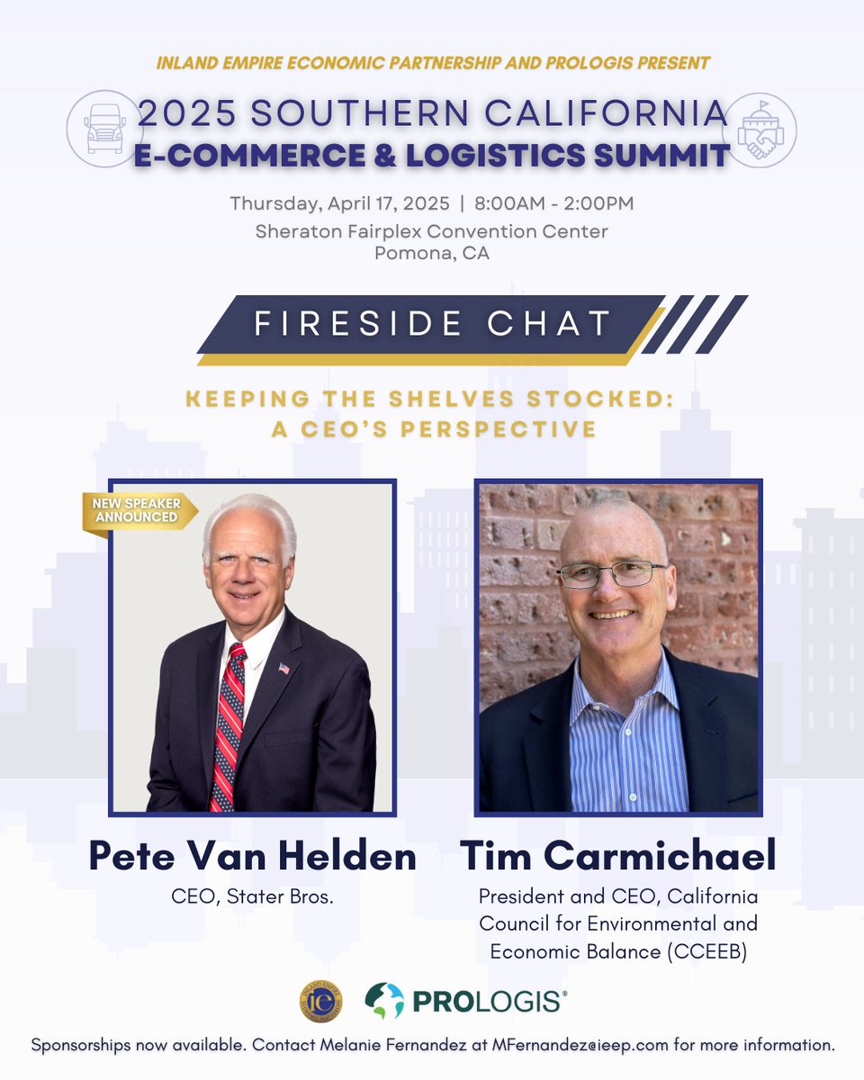IEEP is excited to welcome Pete Van Helden, CEO of Stater Bros., to the 2025 Southern California E-Commerce &amp; Logistics Summit! With decades of leadership in the grocery industry, Pete brings invaluable insights into retail and logistics. 

🎟️ Tickets: eventbrite.com/e/120379195714…