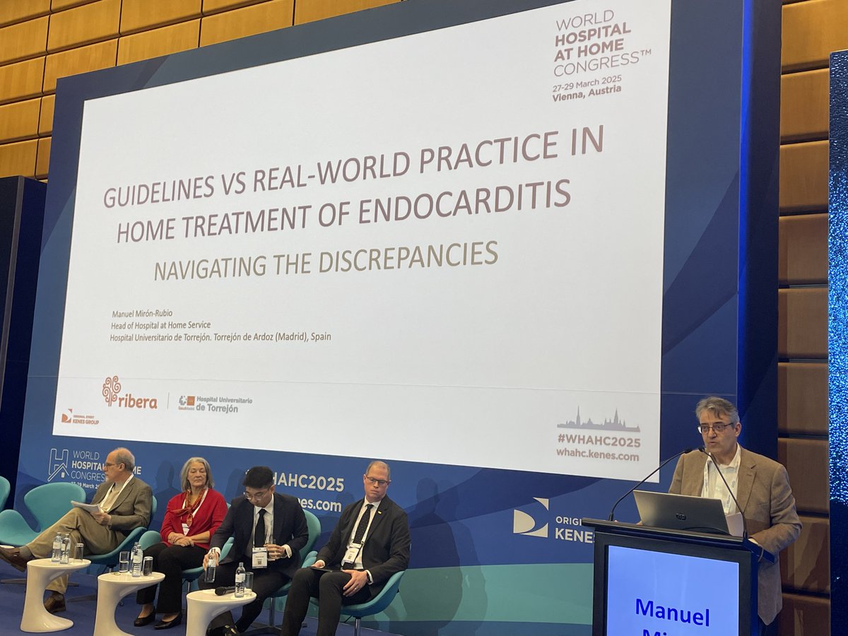 The Infection Flagship, MCRI, Melbourne (@infection_mcri) on Twitter photo #WHAHC2025 plenary: Prof Manuel Miron-Rubio navigating endocarditis treatment between guidelines from #AHA (aimed for hospital) and OPAT-GAMES (aimed for the most stable at home); #HITH #HAH can manage heart failure, anticoagulation, young children at home. #WHAHC2025 plenary: Prof Manuel Miron-Rubio navigating endocarditis treatment between guidelines from #AHA (aimed for hospital) and OPAT-GAMES (aimed for the most stable at home); #HITH #HAH can manage heart failure, anticoagulation, young children at home.