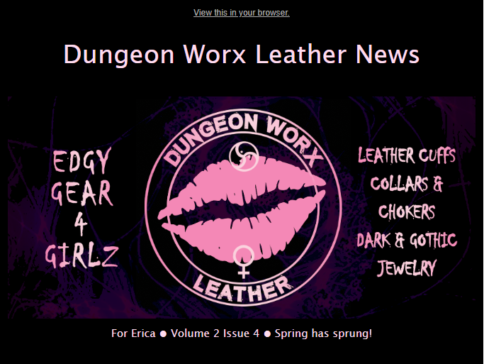 DWLeatherGirl's tweet photo. he April E-news just went out. If you're not signed up, you don't know what you're missing!

Go to my site and scroll to the bottom to sign up!

#sexy #kinky #leather #bdsm #kink #collars #gear https://t.co/atH9uWylnl
