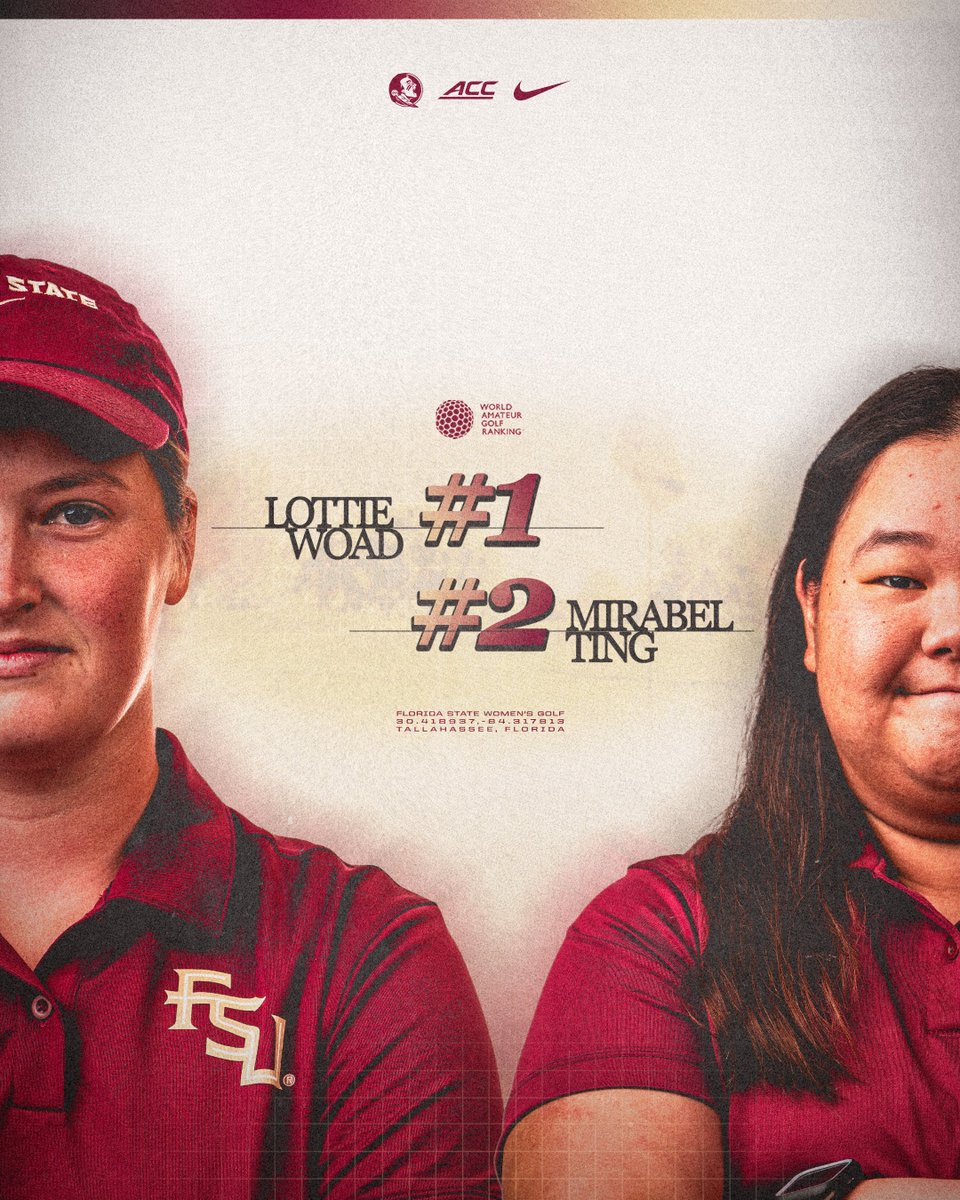 FSUGolf's tweet image. No. 1 and No. 2. In. The. World.