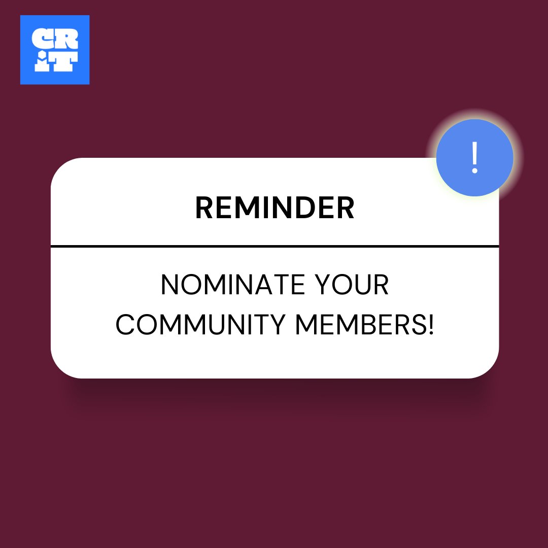 ⚠️NOMINATE YOUR COMMUNITY  MEMBERS⚠️

We're already over 750 nominations in the first day! 
Remember to campaign for yourself! 
Your work is worth consideration!