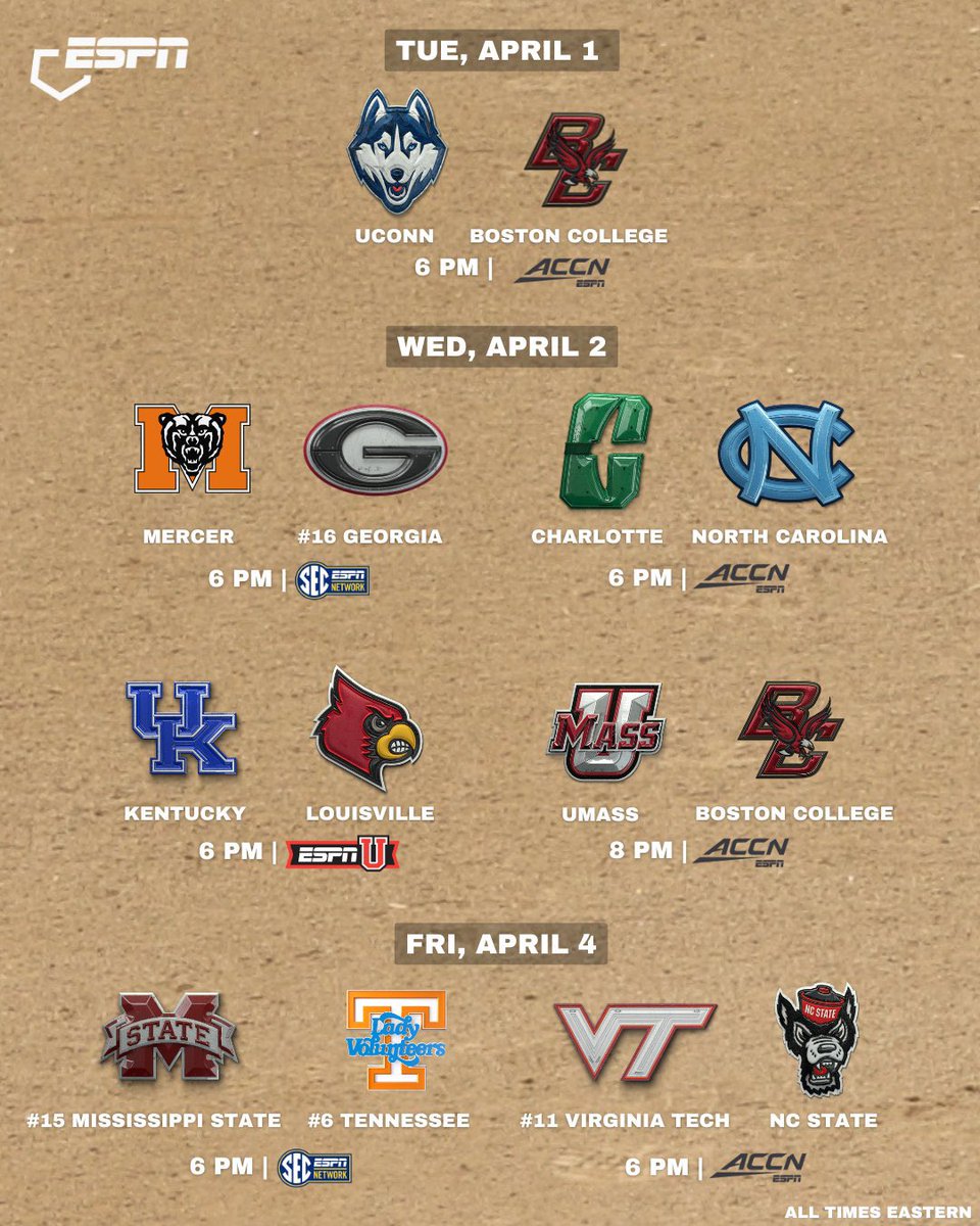 Noah Reed (@noahreed_24) on Twitter photo Great week and weekend of softball coming up! <a href="/CoachBrugg/">Carol Bruggeman</a> and I get it started tonight with a rivalry game in Louisville.
🥎 <a href="/UKsoftball/">Kentucky Softball</a> vs. <a href="/LouisvilleSB/">Louisville Softball</a>
📺 ESPNU at 6 pm Great week and weekend of softball coming up! <a href="/CoachBrugg/">Carol Bruggeman</a> and I get it started tonight with a rivalry game in Louisville.
🥎 <a href="/UKsoftball/">Kentucky Softball</a> vs. <a href="/LouisvilleSB/">Louisville Softball</a>
📺 ESPNU at 6 pm