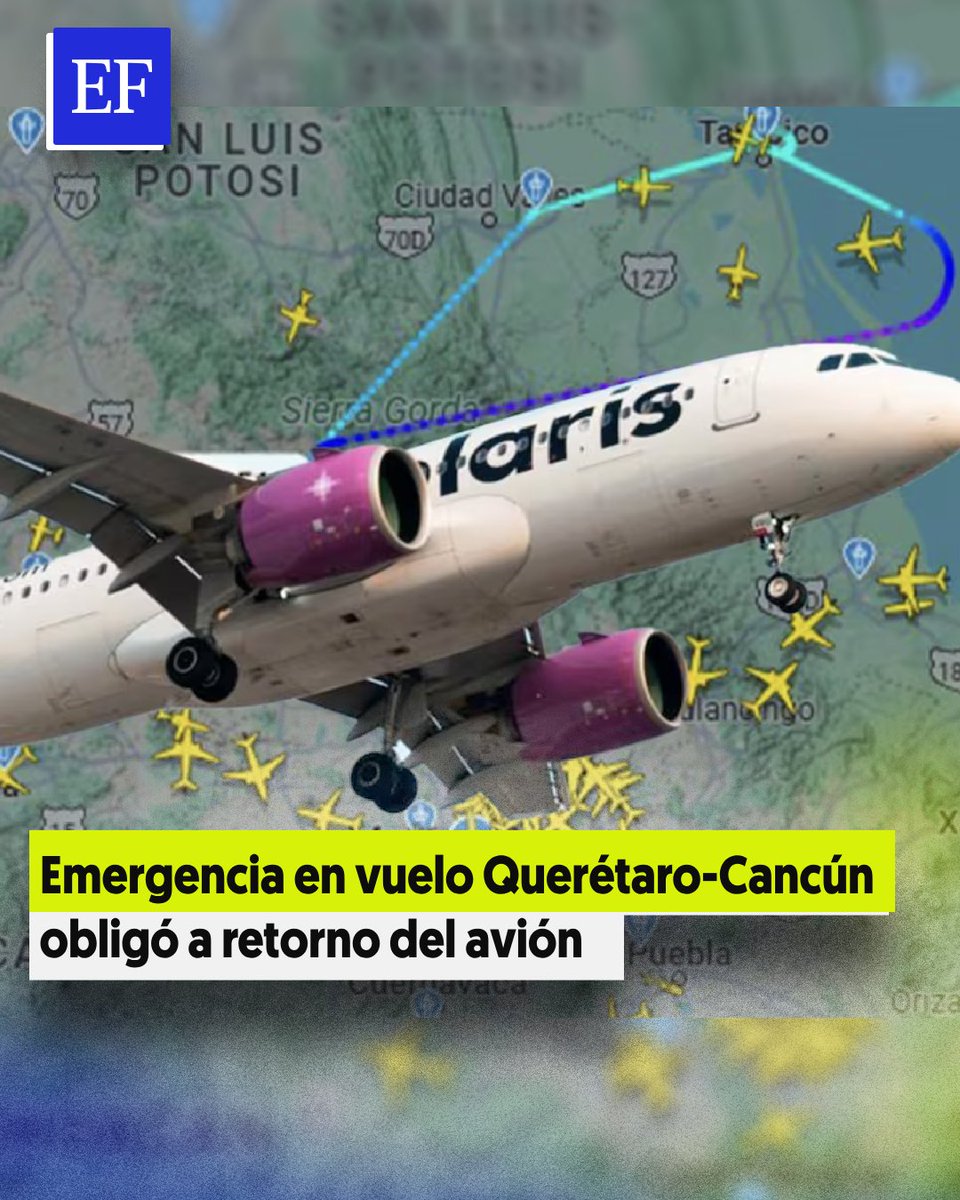 ElFinanciero_Mx's tweet photo. 📍La aeronave dio vueltas cerca del aeropuerto de Tampico antes de regresar a Querétaro, donde aterrizó una hora más tarde. https://t.co/5q0pJJH29Q https://t.co/g5LZNxGUcc