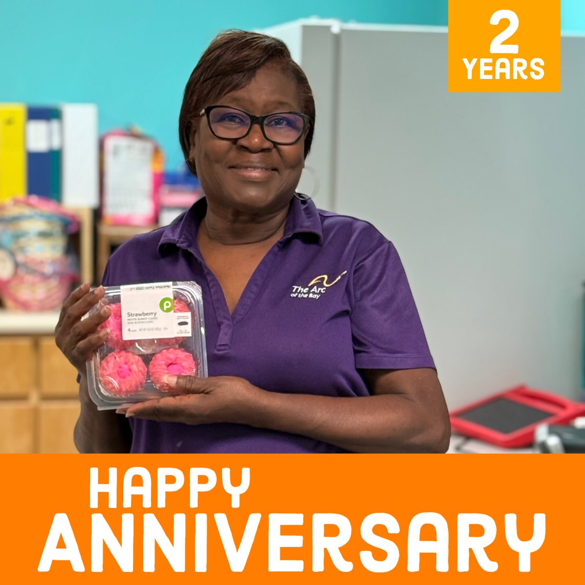 HAPPY TWO YEAR ANNIVERSARY to one of our DSPs, Diane Duhart! Thank you for everything you do for our organization!

#OpportunityThroughEmpowerment #DiscoveringAbilities #BuildingOpportunities #AchieveWithUs