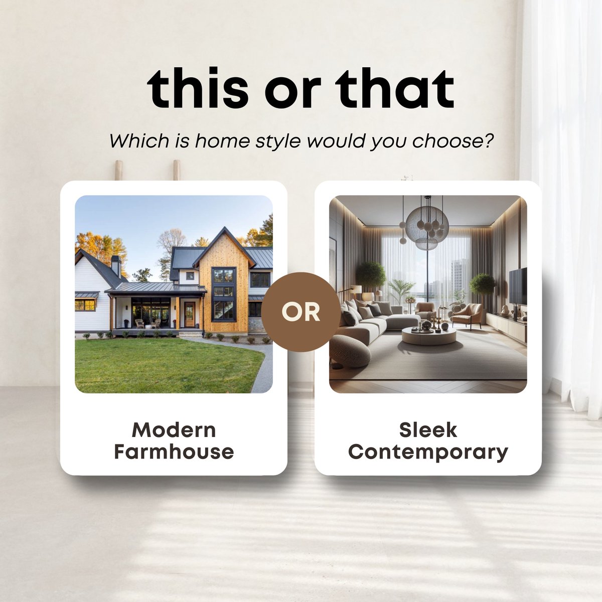 BeckyRealtor87's tweet photo. Modern Farmhouse or Sleek Contemporary? 🏡
Are you all about cozy vibes, wood accents, and farmhouse charm — or do you love clean lines, open spaces, and modern elegance?

Drop your dream style below!⬇️

#thisorthat #jgrealtor #realestate #rebecarecio #rebecajgrealtor https://t.co/ycdFAqLrSf