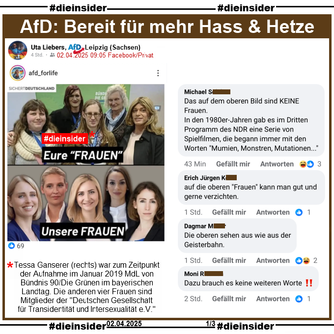 Die_Insider's tweet photo. #AfDerkönnen nur Hass und Hetze!
 
#LGBTQ #TessaGanserer 
#LautGegenNazis #NiemalsAfD #AfDVerbot
#WirSindDieBrandmauer #GemeinsamGegenHass 
#DieInsider

Info: 05.03.2021 https://t.co/K2alZqyLbE https://t.co/EsM6auXXb6