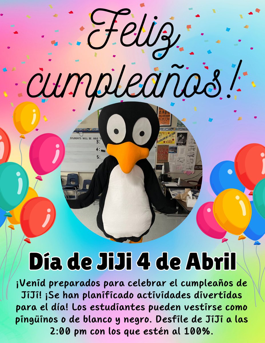 Excited for our upcoming JiJi Day celebration on Friday the 4th! Don't forget students can dress in penguin or black/white attire! <a href="/STMathTX/">STMathTX</a>  <a href="/MINDEduOrg/">MIND Education | Creators of ST Math</a> <a href="/NISDPassmore/">Passmore Elementary</a> Parents of students who have reached 100% are welcome to attend our parade at 2:00 pm!
