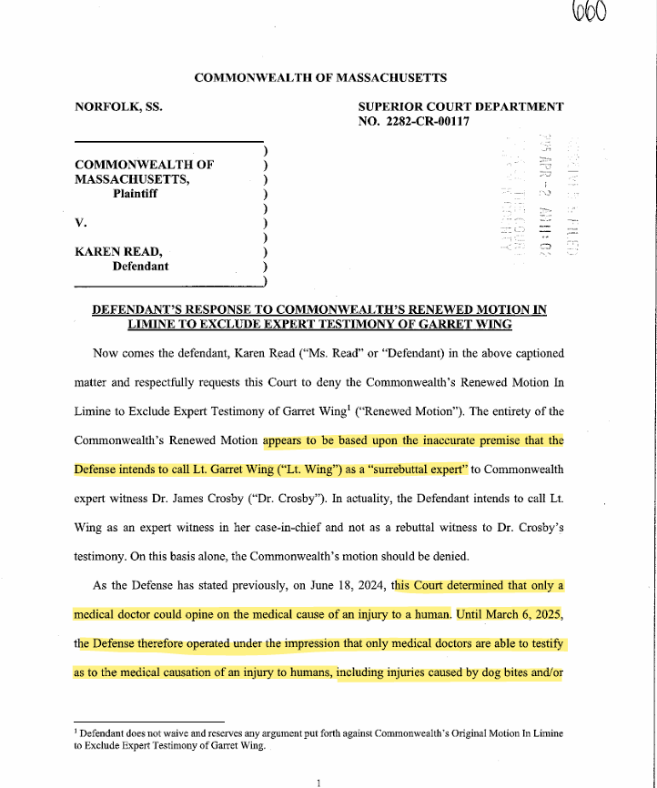 BrandiNChurch's tweet photo. NEW: Defendant's Response to CW's Renewed Motion in Limine to Exclude Garrett Wing https://t.co/x4m5M6tbsh