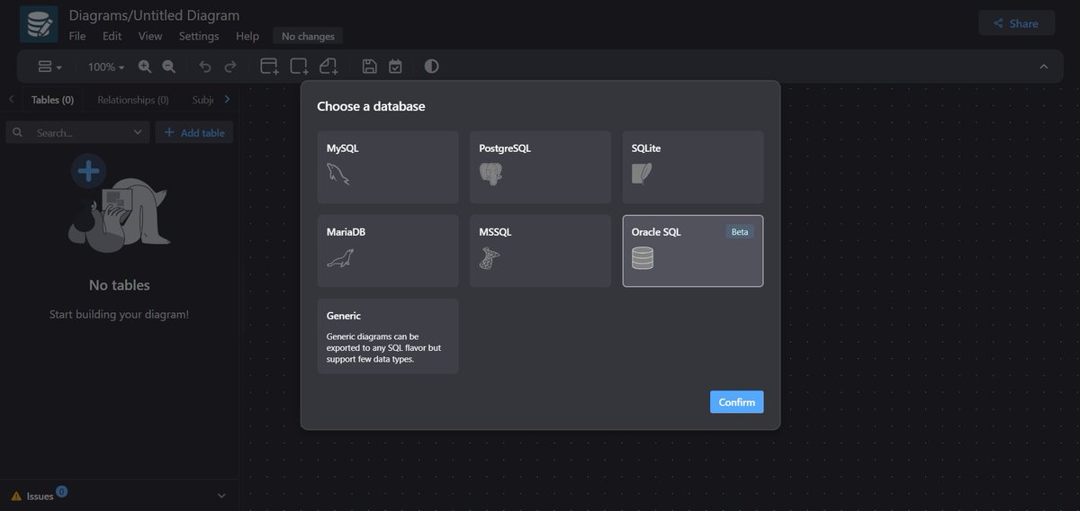🚀Long awaited feature update!  

drawDB now supports <a href="/OracleDatabase/">Oracle AI Database</a> in Beta!