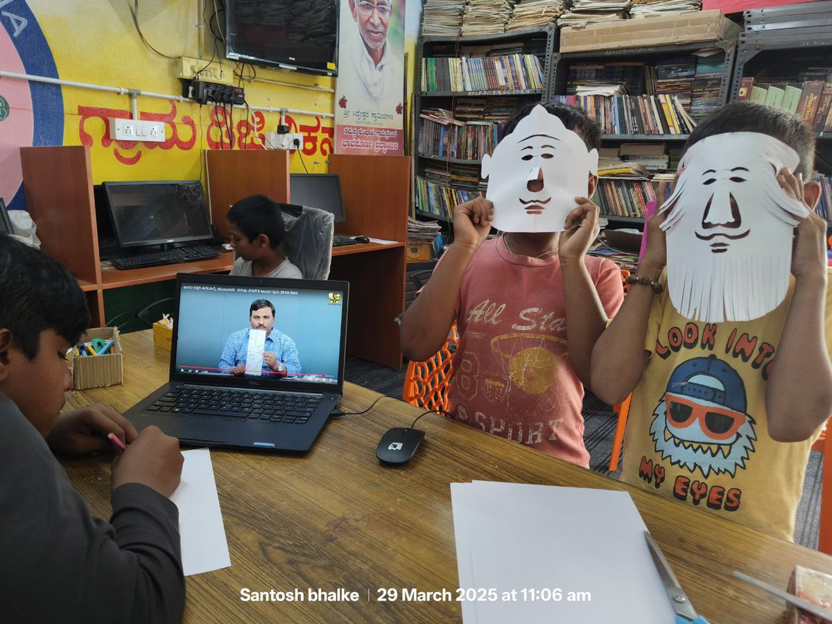 readingkafka's tweet photo. Kids watch &amp; learn from the weekly library program on YouTube Live. The recent episode was on making creative paper masks. 

Looking forward to our forthcoming collaboration with @NGMABengaluru on #artinlibraries. https://t.co/cUJbwxBig9