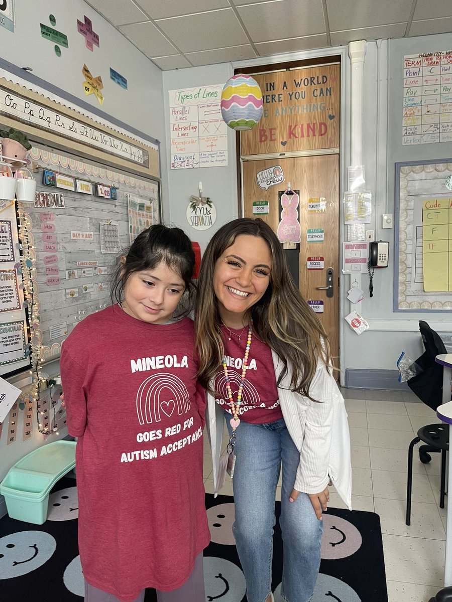 Twinning with Sofia and wearing red on Autism Acceptance Day! #MineolaProud