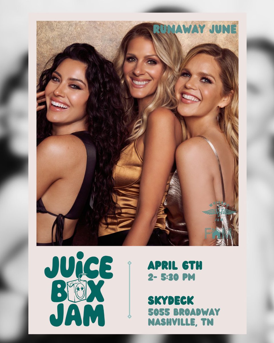 runawayjune's tweet image. NASHVILLE! We’re playing the @WhiskeyJam x Family Alliance in Music (FAM) Juice Box Jam this Sunday at @Skydeckbroadway !!! 🧃 it’ll be lots of family-friendly fun so hope to see your lovely faces there &lt;3